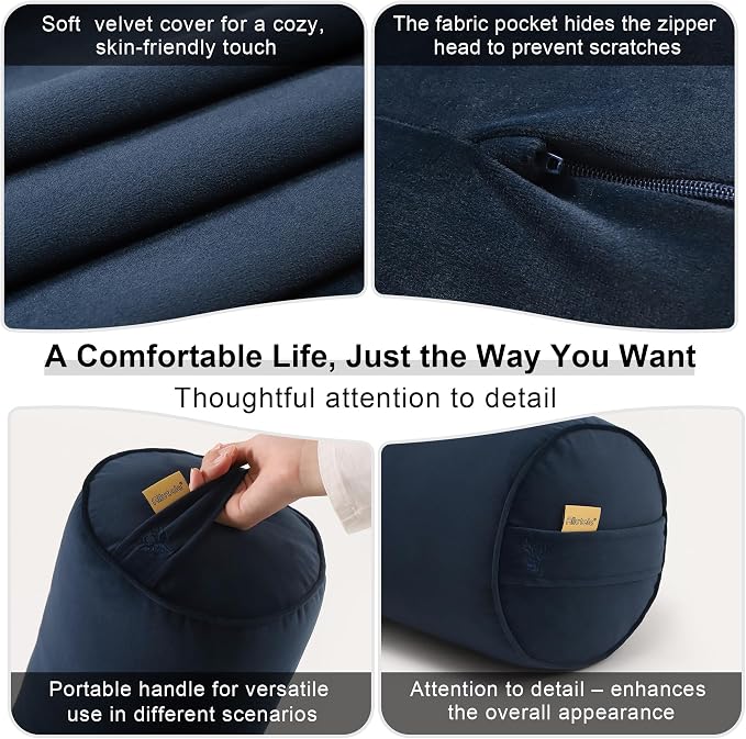Body Pillow for Adults,Long Round Pillow,Big Cylindrical Pillow,Large Full Bolster Pillows for Side Sleepers (Teal Blue, 39.37"*7.87")