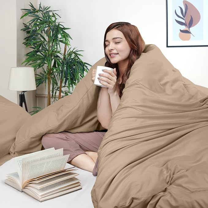 Duvet Cover Twin/Twin XL, 3 PC Cotton Like Polyester, Zipper Closure, Sand | Extra Soft and Breathable, Wrinkle & Fade Resistant, Includes Duvet Cover and 1 Pillow Sham, Comforter Not Included, OekoTex