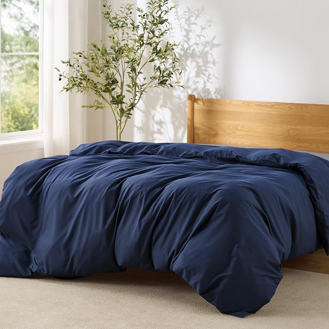 Bedsure Duvet Cover Queen Size, 1Pc Soft Double Brushed Bedding, Navy Blue | For Kids & Adults, 90"x90", Only 1 Comforter Cover, No Pillow Shams, Hotel Luxury, Breathable, Lightweight, Zipper Closure