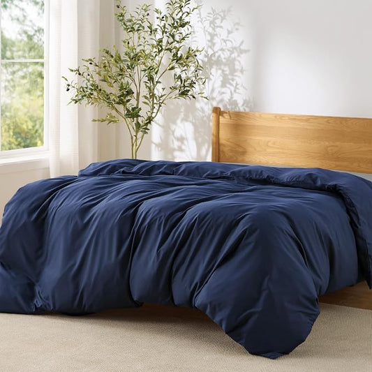 Bedsure Duvet Cover Queen Size, 1Pc Soft Double Brushed Bedding, Navy Blue | For Kids & Adults, 90"x90", Only 1 Comforter Cover, No Pillow Shams, Hotel Luxury, Breathable, Lightweight, Zipper Closure