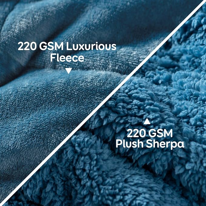 Cottonblue Sherpa Weighted Blanket for Adults 15 lbs Twin Size Soft Fleece | Warm Flannel Weighted Blankets Throw 48x72in, Cozy Fuzzy Bed Couch Heavy Blanket for Sleep Calm Relax, Washable, Slate Blue