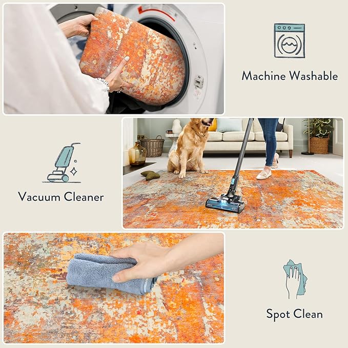 Lahome 2x4 Washable Runner Rug for Hallway, Non Slip Runner Rug, Easy Clean Soft Stain Resistant Carpet for Kitchen, Entry Way, Bathroom, Door-Friendly Mat with Low Pile, 2 x 4 Yellow