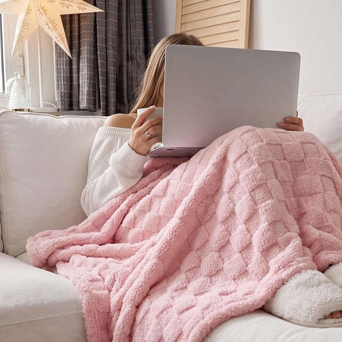 Bedsure GentleSoft Throw Blanket for Couch - Super Soft Cozy Blankets Gifts, Cute Small Fleece Throws for Bedroom Home Decor, Pink, 50x70 Inches