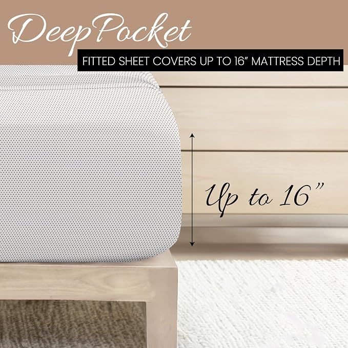 Linen Market Double-Brushed Patterned Microfiber Full Sheet Set 4 Piece – Oeko-TEX Certified Ultra Soft & Wrinkle-Free - 16" Deep Pocket Sheets - Easy Care Full Size - Stippled Gray
