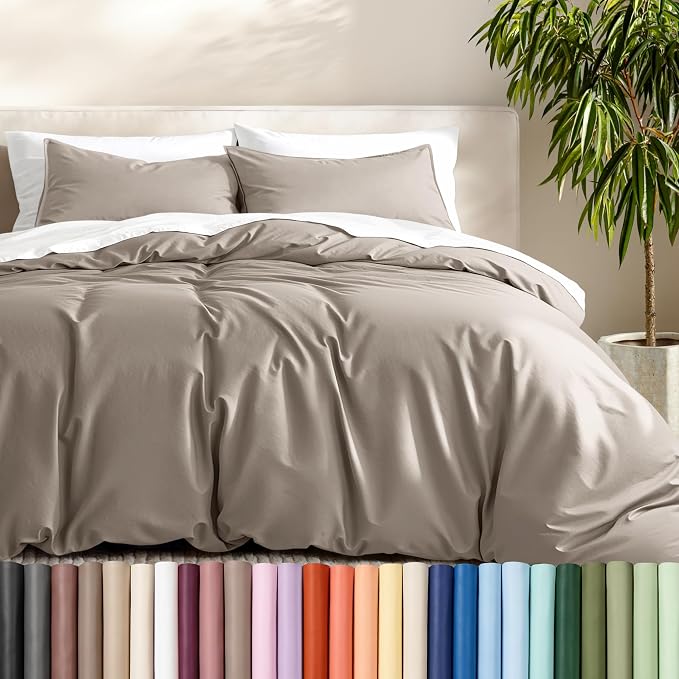 Bare Home Duvet Cover Set 1800 Ultra-Soft (King, Khaki) | Lightweight, Cooling, Breathable, Premium 1800 Ultra-Soft, All-Season
