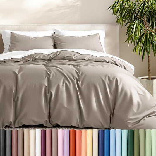 Bare Home Duvet Cover Set 1800 Ultra-Soft (California King, Khaki) | Lightweight, Cooling, Breathable, Premium 1800 Ultra-Soft, All-Season