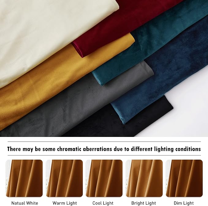 RYB HOME Burnt Orange Fall Velvet Curtains for Living Room 90 inches Long | Thermal Insulated, Privacy UV Block, Noise Reducing, Energy Saving, Luxury Vintage Retro Window Decor, W52 x L90, 2 Panels