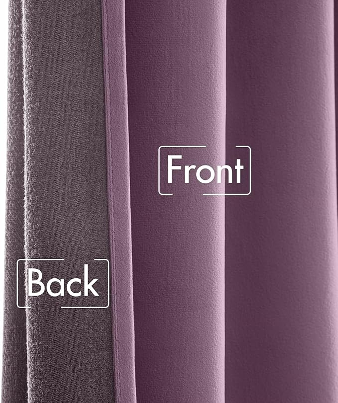 MIULEE Lavender Velvet Curtains 52x108 inches Luxury Blackout Curtains | Thermal Insulated, Super Soft Window Drapes for Bedroom Living Room, Rod Pocket & Back Tab, Light Purple
