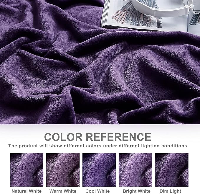 Hansleep Full Purple Fleece Blanket, Soft Flannel Bed Blanket | Fuzzy Cozy Blanket 84x90 Inches, Multi-use for Bed, Sofa, Couch, Travel, Camping, All Season Warm Lightweight Cover