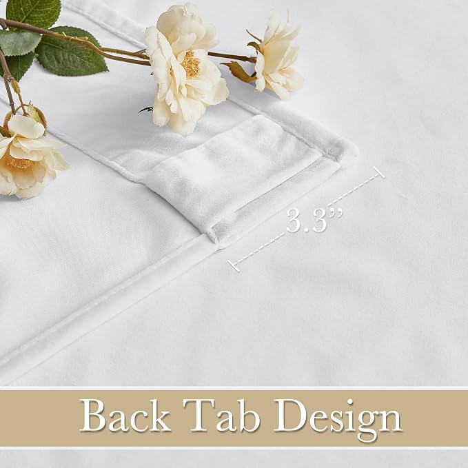 RYB HOME Velvet Curtains 102 inches Long, Extra Long High Ceiling Curtains | Thermal Insulated, Luxurious Home Decor, Curtains for Apartment Loft Large Windows, W52 x L102, White, 2 Panels Set