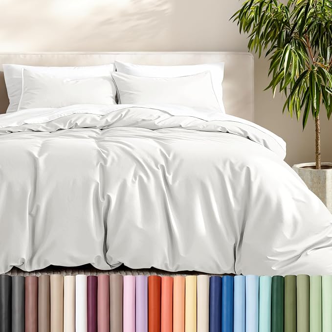 Bare Home Duvet Cover Set 1800 Ultra-Soft (Twin/Twin XL, Antique White) | Lightweight, Cooling, Breathable, Premium 1800 Ultra-Soft, All-Season