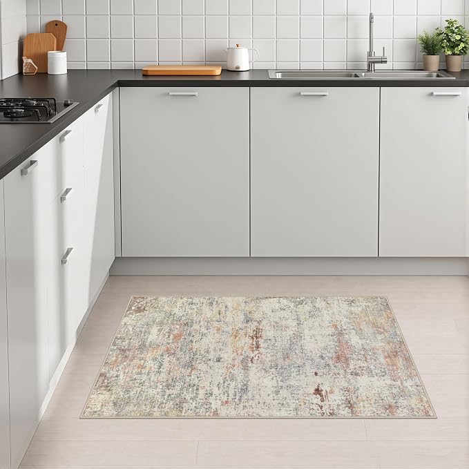2x3 Washable Entryway Rug: Modern Abstract Indoor Soft Carpet Taupe | For Entrance, Bedroom, Kitchen, Laundry, Bathroom,Door Mat,Modern Abstract,Machine washable,Non-Slip,Stain Resistant,Indoor