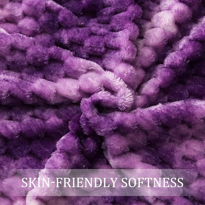 Exclusivo Mezcla 3D Fleece Twin Size Blanket for Bed, Tie-dye Purple | Extra Soft Fuzzy Plush Lightweight Bed Blankets, Cozy Fluffy Decorative Blankets for All Seasons, 90x66 Inches