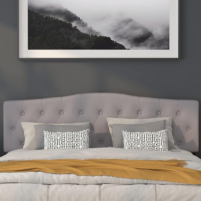 Flash Furniture Cambridge Tufted Upholstered King Size Headboard in Light Gray Fabric