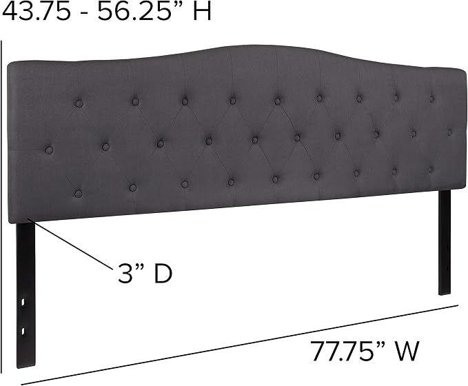Flash Furniture Cambridge Tufted Upholstered King Size Headboard in Dark Gray Fabric