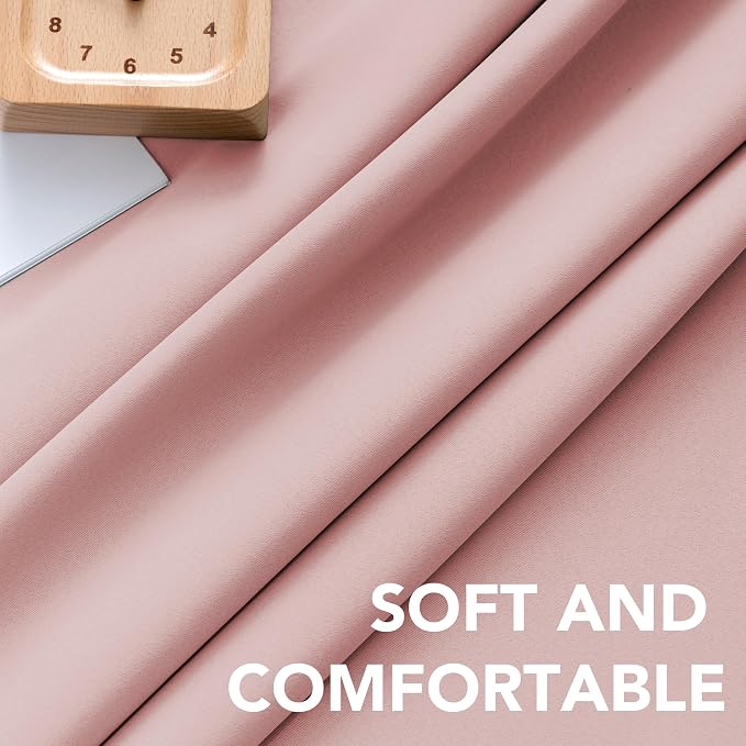 H.VERSAILTEX Blackout Curtains Thermal Insulated Window Treatment Panels Room Darkening Blackout Drapes for Living Room Back Tab/Rod Pocket Bedroom Draperies (2 Panels, Baby Pink, 52 x 63 Inch)