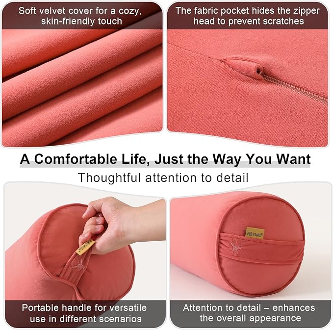 Body Pillow for Adults,Long Round Pillow,Big Cylindrical Pillow,Large Full Bolster Pillows for Side Sleepers (Coral Peach, 39.37"*7.87")