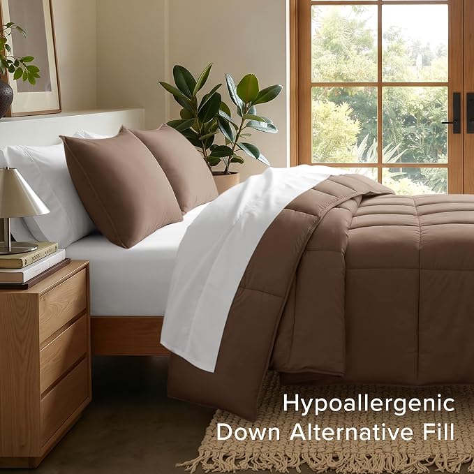 Bare Home Comforter Set - 1800 Ultra Soft (Twin/Twin XL, Cocoa) | All-Season, Breathable, Hypoallergenic, Premium 1800, Warm, Cozy