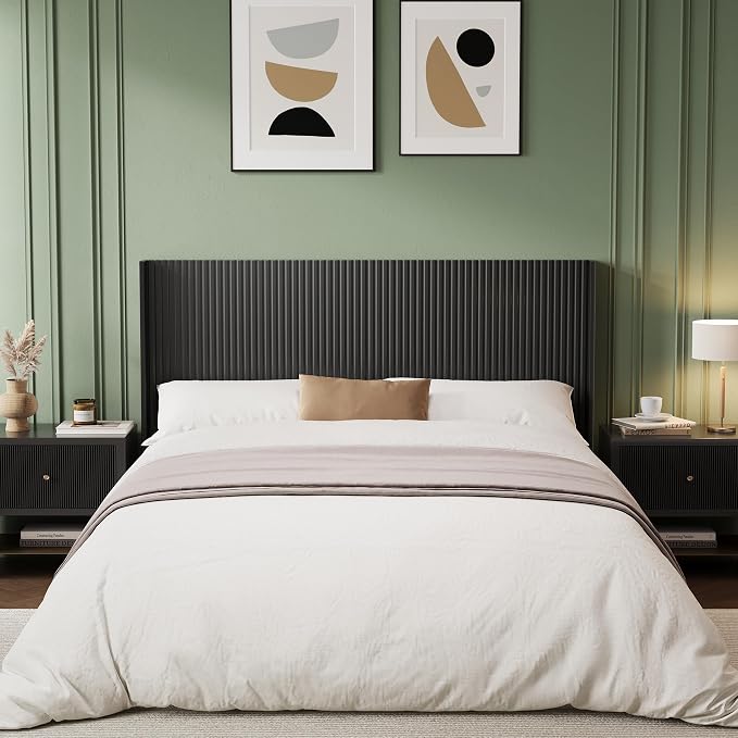 Howjoe Wood King Headboard Only, 80.3" Black Wood Headboard King Size | King Bed Headboard Only, Boho Headboards, Wall Mounted Headboard with Wingback for Bedroom, Modern Farmhouse Headboards
