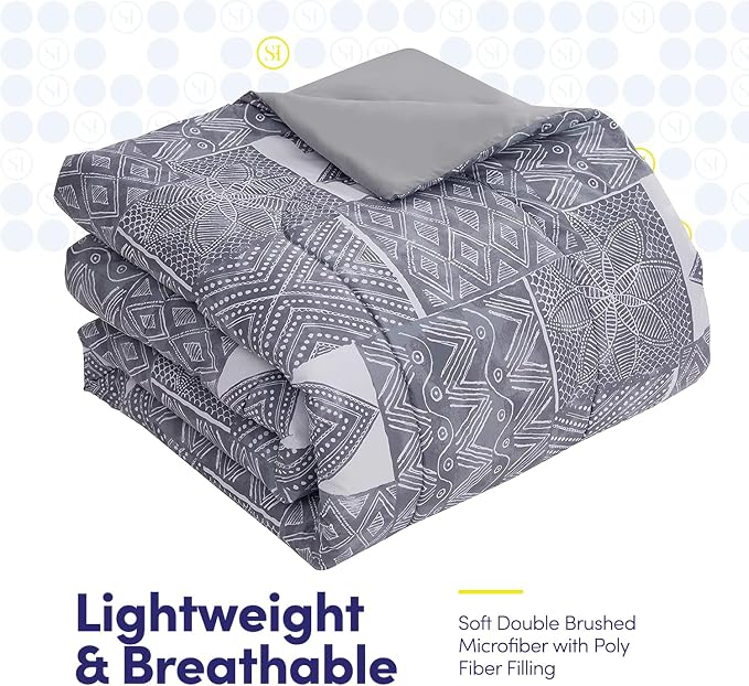 Sweet Home Collection 5 Piece Comforter Set Bag Solid Color All Season Soft Down Alternative Blanket & Luxurious Microfiber Bed Sheets, Tulsa, Twin
