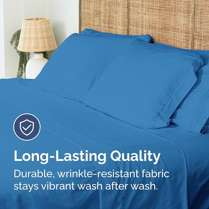 Twin Flat Sheet - Single Top Flat Sheet Only - Soft & Cooling - Royal Blue | Hotel Luxury Top Flat Sheet Only, Ultra-Soft, Breathable & Cooling, Fade & Wrinkle Free, Easy-Care, Stain & Shrink Resistant