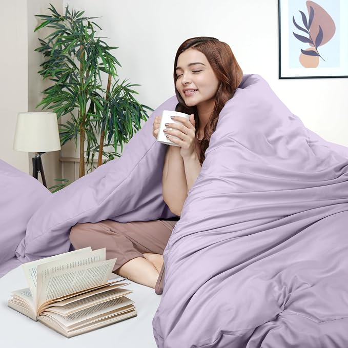Duvet Cover King, 3 PC Cotton Like Polyester With Zipper Closure, Lavender | Extra Soft and Breathable, Wrinkle & Fade Resistant, Includes Duvet Cover and 2 Pillow Shams, Comforter Not Included, OekoTex