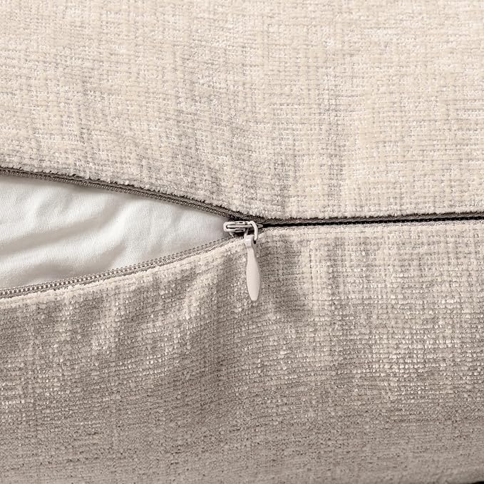 MIULEE Soft Chenille Throw Pillow Covers Light Brown 16x16 Inch Pack of 2 | Modern Home Decor, Classic Decorative Pillows, Solid Dyed Cases, Boho Couch Cushion Covers for Sofa Bed Living Room