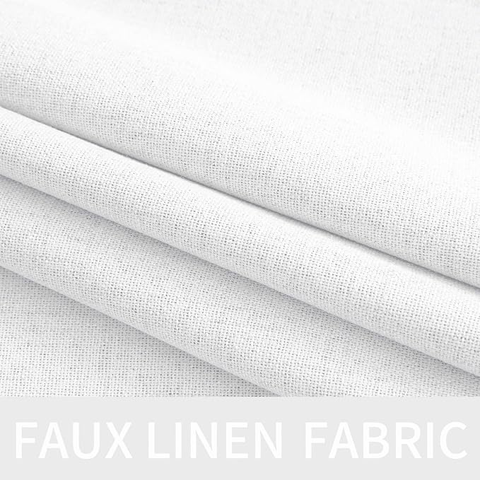 MIULEE 100% Blackout Linen Curtains for Bedroom 52x45 Inches Bright White | Room Darkening, Light Blocking, Thermal Insulated, Grommet Top, Linen Textured, Window Curtains for Living Room, 2 Panels