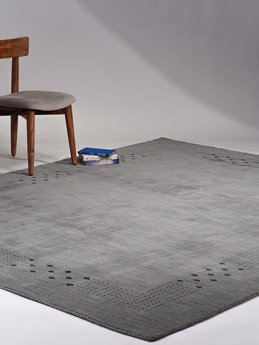 Rugsotic Carpets Hand Knotted Loom Wool ECO-Friendly Area Rugs - 9'x12', Rectangle, Light Blue Color, Contemporary Modern Design, High Pile Thick Handmade Anti Skid Rugs for Living Room (L00530)