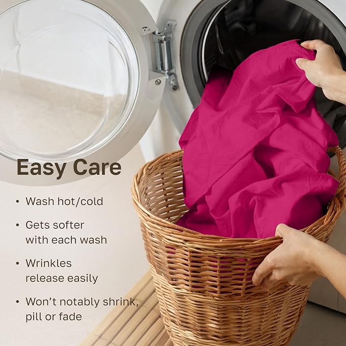 California Design Den Soft 100% Cotton Sateen Hotel Sheets King, Hot Pink | 400 Thread Count Backed by Good Housekeeping Seal, 16" Deep Pocket, All-Around Elastic, Durable, Easy Care, 4 Pc Set