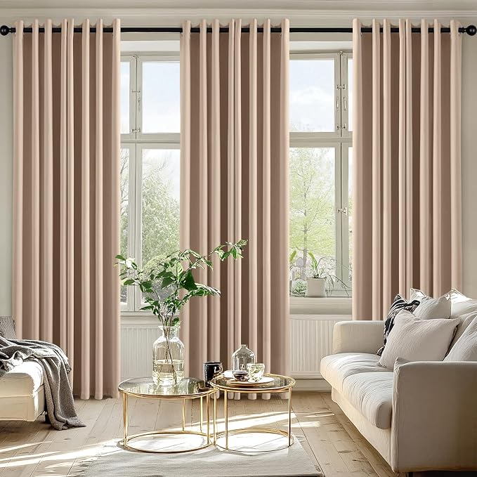 MIULEE Blackout Curtains for Bedroom 2 Panels 50 x 84 Inch Long Beige | Thermal Insulated, Living Room Darkening Grommet Drapes, Noise Reducing, Light Blocking Window Treatments