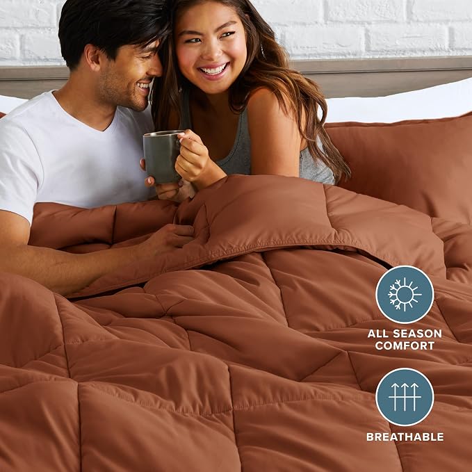 Bare Home Comforter Set - Oversized King Size - Ultra-Soft - Goose Down Alternative - Premium 1800 Series - All Season Warmth (Oversized King, Terracotta)