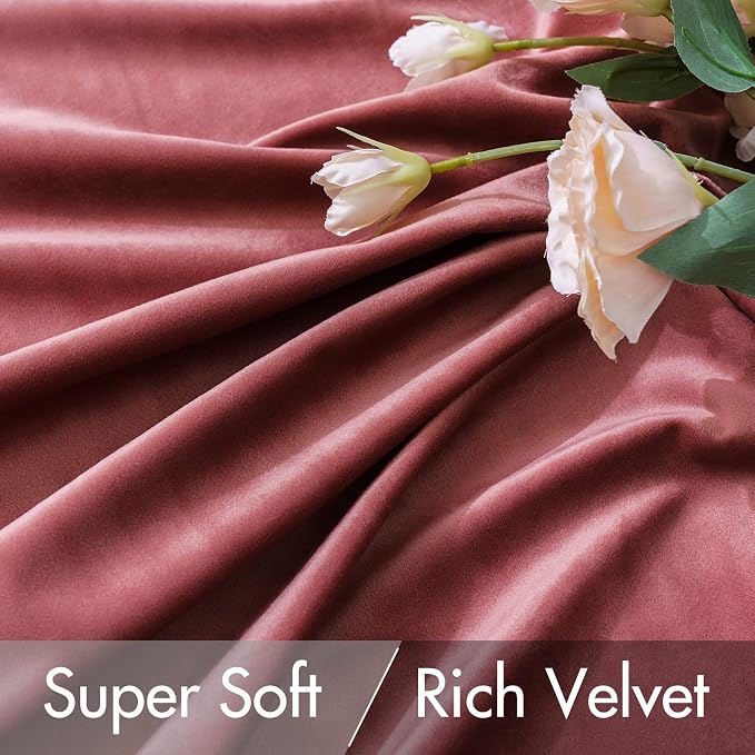 MIULEE Velvet Curtains 52x108 inches 2 Panels Dusty Rose Pink Curtains | Luxury, Bedroom Living Room, Thermal Insulated, Super Soft Window Drapes, Rod Pocket & Back Tab