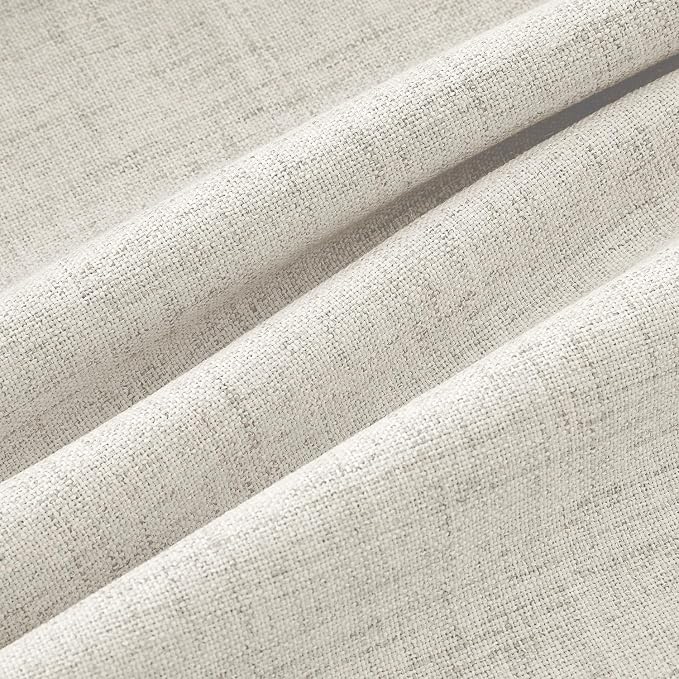 MIULEE 100% Blackout Linen Curtains 42 x 84 Inch Light Cream 2 Panels | Thermal Insulated, Room Darkening Drapes for Bedroom Living Room, Back Tab Rod Pocket Pinch Pleated, Solid Luxury Decor