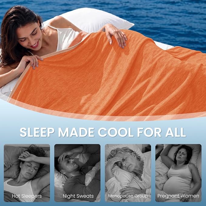 Topcee Cooling Blanket (90"x90"Queen Size) for Night Sweats Absorbs Heat to Keep Adults Cool on Warm Nights, Q-Max 0.5 Cooling Blankets for Hot Sleepers, Ultra-Cool Lightweight Blanket for Bed | Absorbs Heat Cold Summer Blanket for Night Sweats & Menop...