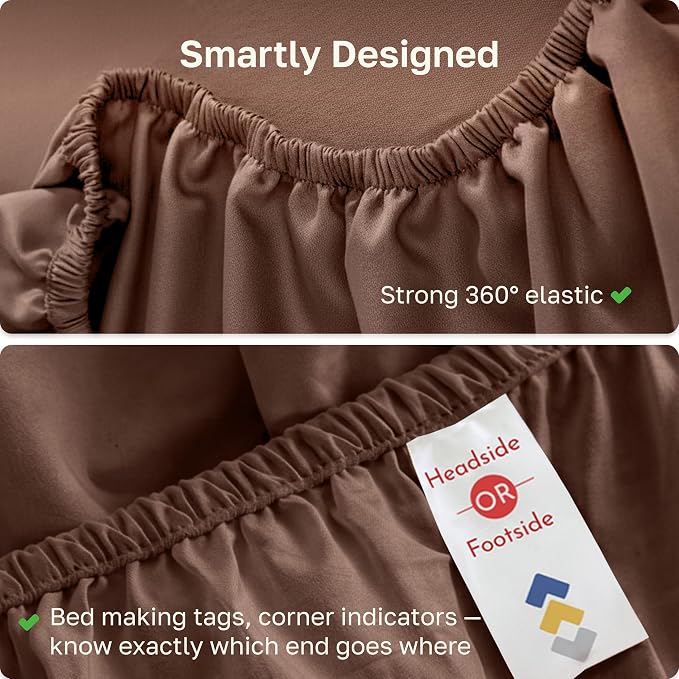 California Design Den Soft 100% Cotton Sateen Fitted Sheet Full | 400 Thread Count Backed by Good Housekeeping Seal, 16" Deep Pocket, All-Around Elastic, No-Pop Fit - Espresso Chocolate Brown
