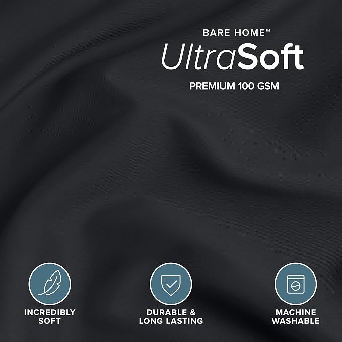 Bare Home Duvet Cover Set 1800 Ultra-Soft (Oversized King, Black) | Lightweight, Cooling, Breathable, Premium 1800 Ultra-Soft, All-Season