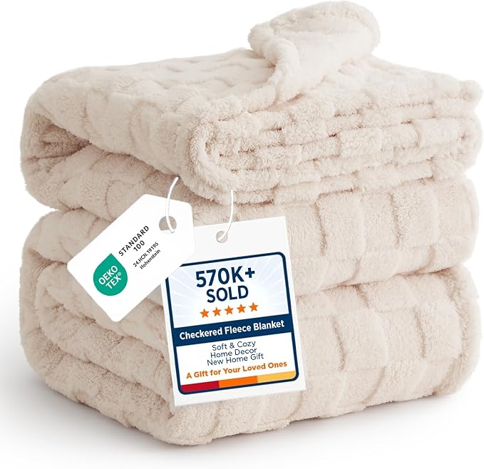 Bedsure GentleSoft Full Size Blankets for Bed - Super Soft Cozy Fleece Blanket for Kids Girls, Large Fuzzy Throws for Bedroom Decor, Cream, 84x90 Inches