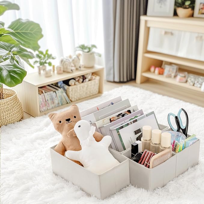 Criusia Drawer Organizer Clothes, 21 Pack Dresser Organizer for Baby Clothes, Underwear, Sock - Foldable Closet Organization and Storage Dividers Bins for Nursery, Bedroom (Oatmeal)