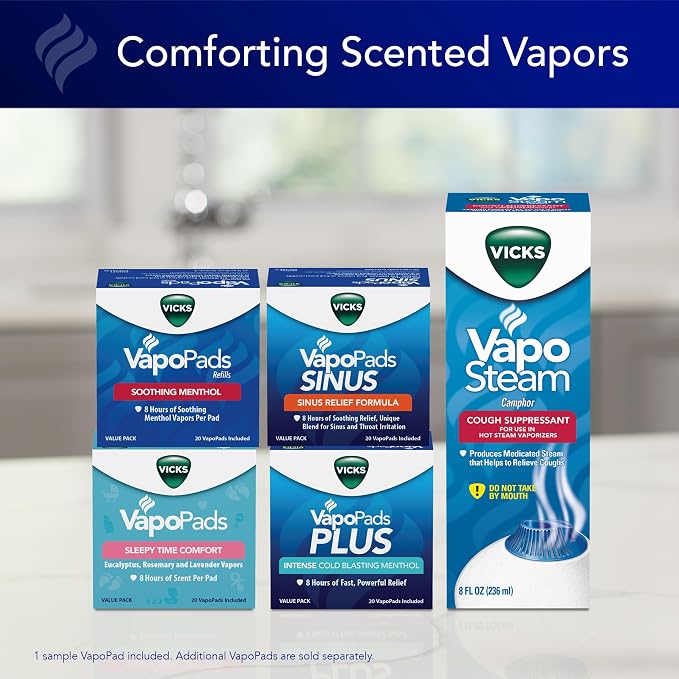 Vicks Warm Steam Vaporizer & Humidifier 1.5 Gallon Tank for Small and Medium Rooms, Night Light, Works with VapoPads and VapoSteam (Pack of 2)