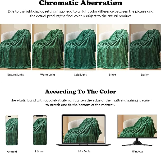 NEWCOSPLAY 3D Checkered Flannel Queen Blanket, Dark Green, 90"x90" | Super Soft Cute Lightweight Decorative Premium Silky Fleece Blanket for Couch Sofa Bed, Gift for Women Men, All Season Use