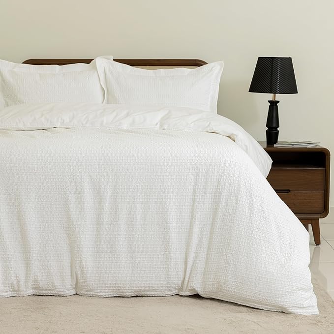 Dreamology Waffle Weave Duvet Cover Full Size,100% Cotton Waffle,3 Pieces | Duvet Cover Set with Zipper Closure, Soft Luxury Textured & Breathable Duvet Cover, Cotton Bedding Set (Cloud White)