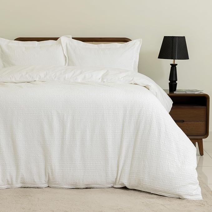 Dreamology Queen Duvet Cover, Waffle Weave Duvet Cover,100% Cotton Waffle | Duvet Cover with Zipper Closure, Soft Textured & Breathable Duvet Cover Set,Bedding Duvets Covers 3 Pieces (Cloud White)