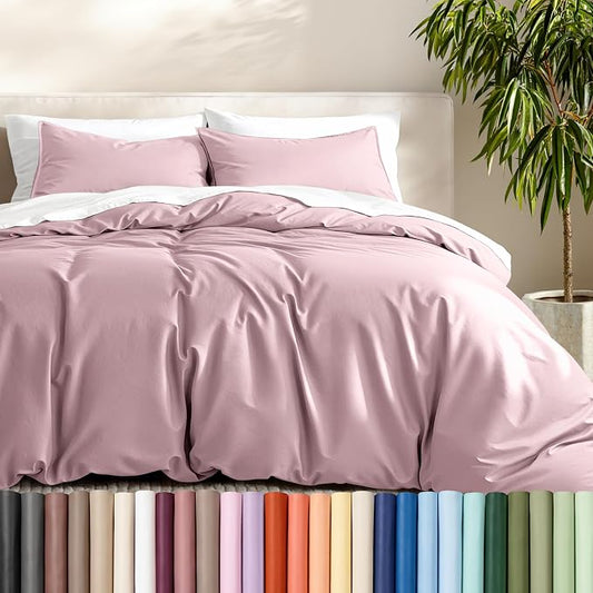 Bare Home Duvet Cover Set 1800 Ultra-Soft (Twin/Twin XL, Dusty Pink) | Lightweight, Cooling, Breathable, Premium 1800 Ultra-Soft, All-Season