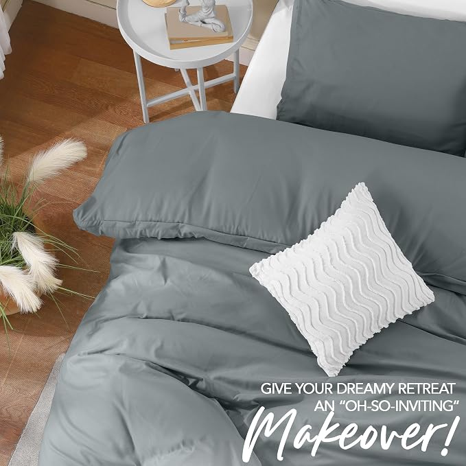 Utopia Bedding Duvet Cover Set with Pillowcases- 2 Pieces Bedding Duvet Cover with Zipper Closure - 1 Duvet Cover with 1 Pillow Sham - Soft Brushed Microfiber (Twin/Twin XL, Grey)