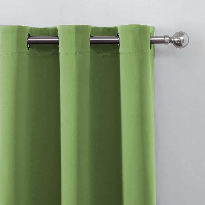 Light Green Thermal Blackout Curtains/52 x 54 Inch/Set of 2 Panels Room Darkening Curtains for Bedroom