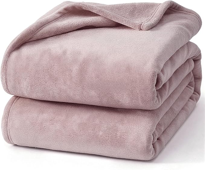 Hansleep Twin Pink Fleece Blanket, Soft Flannel Bed Blanket | Fuzzy Cozy Blanket 60x80 Inches, Multi-use for Bed, Sofa, Couch, Travel, Camping, All Season Warm Lightweight Cover