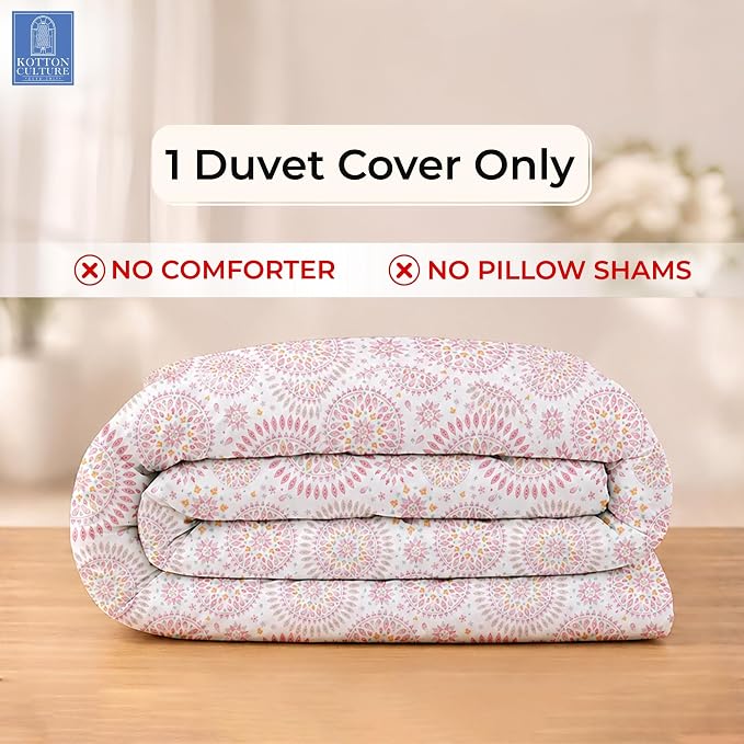 1 Pc Twin Size Duvet Cover Only -100% Egyptian Cotton 600 Thread Count Ultra Soft Premium Durable Comforter Cover Zipper Closure & Corner Ties (Mandala, Twin/Twin XL 68" X 90")
