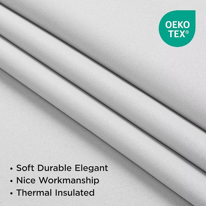 Joydeco 108 Inch 60% Blackout White Curtains 2 Panels,Elegant Soft Sheer Curtains for Bedroom,Thermal Insulated Black Out Drapes for Living Room,Rod Pocket Back Tab Drapes(W52xL108 Inch,Greyish White)