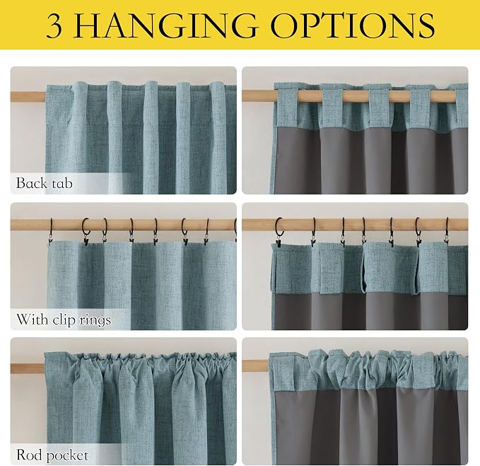 NICETOWN 100% Black Out Curtains 84 inch Long 2 Panels, Skylark Blue | Thick Linen Blend, Thermal Insulated, Privacy Window Draperies with for Studio, Daytime Sleepers Relax, W42" x L84" Each